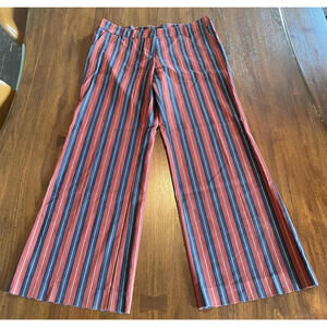Vintage View Wide leg pants- Blue, Red & Gold Stripes- Size 10